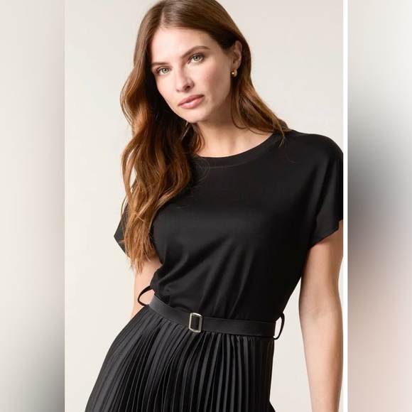 Elegant Blue Vanilla  Black Pleated Dress  M/L - Picture 3 of 3